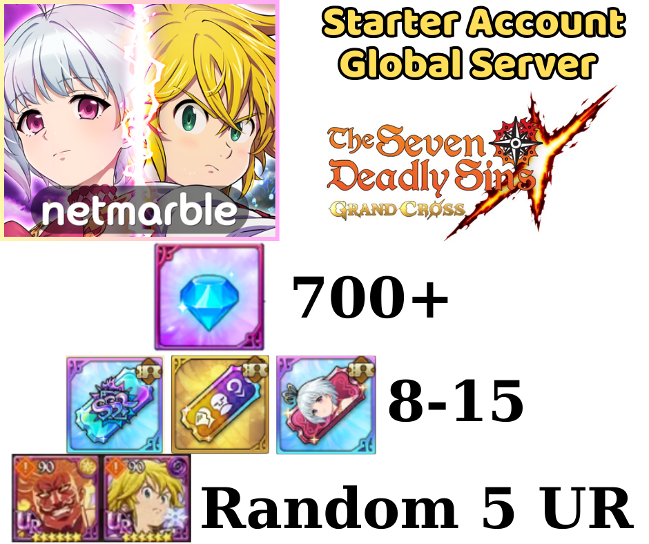 [GLOBAL]700+ Gems Seven Deadly Sins Grand Cross Reroll Starter Account